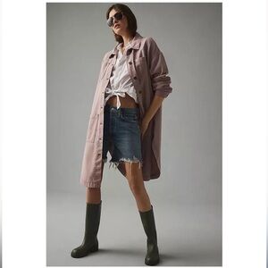 Anthropologie-PILCRO- DUSTER SHIRT JACKET- MAUVE-LONG- OVERSIZED FIT- XS